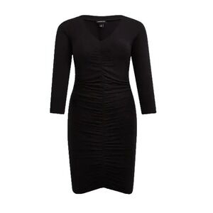 Torrid‎ Ruched Bodycon Dress Black Size 00/M Retro Lounge 90s Club Minimalist